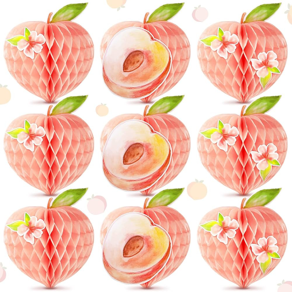 9 Pcs Peach Birthday Party Decorations Peach Honeycomb Centerpieces Table Decorations for Girls B... | Amazon (US)