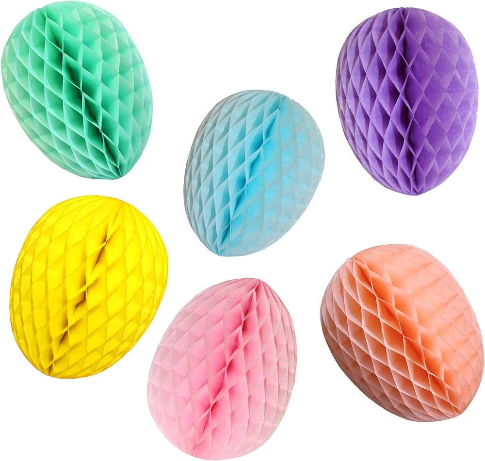 6-Pack Assorted Color 9 Inch Honeycomb Paper Easter Egg Party Decoration (Bright Pastel) | Amazon (US)