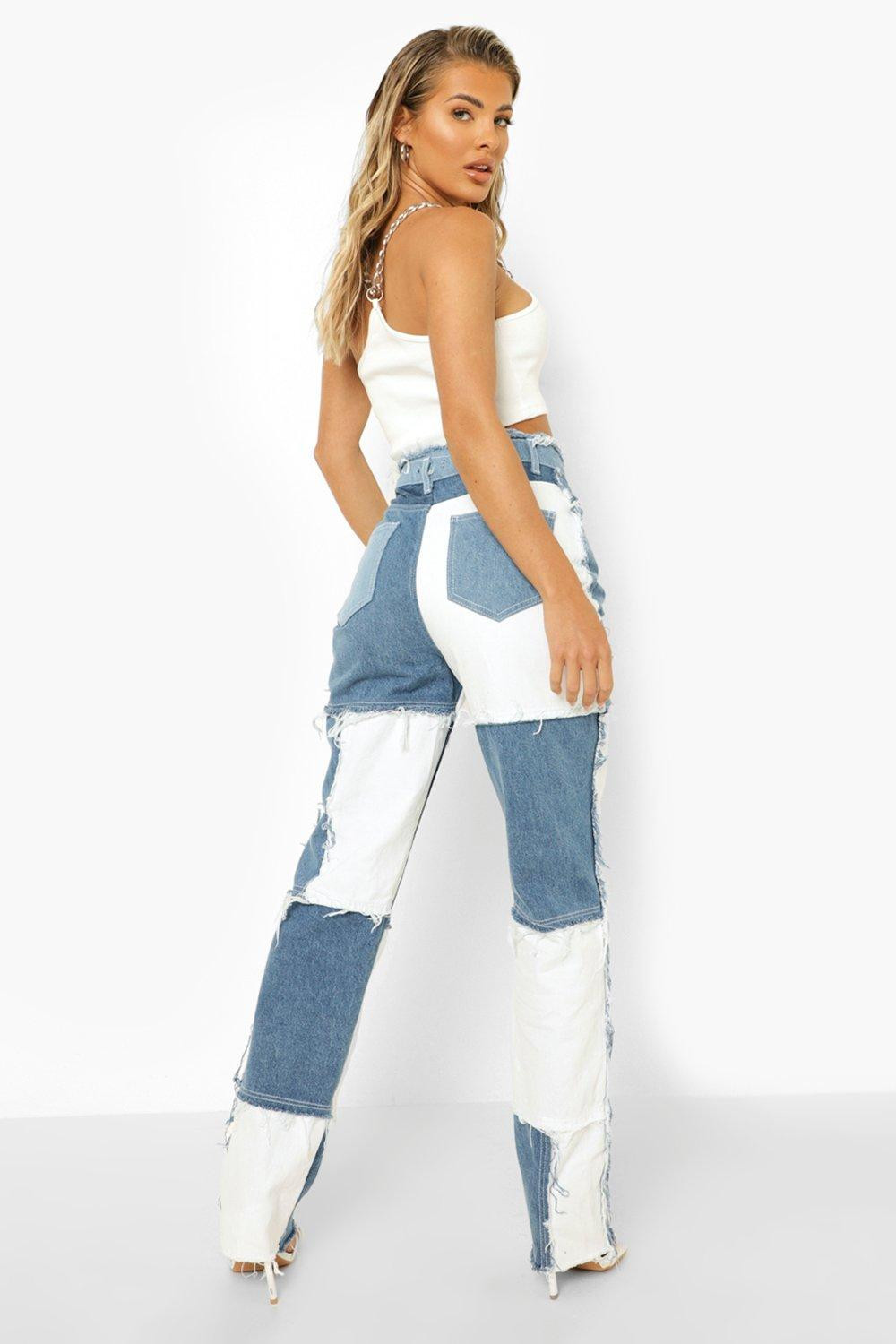 Patchwork Boyfriend Jeans | Boohoo.com (UK & IE)