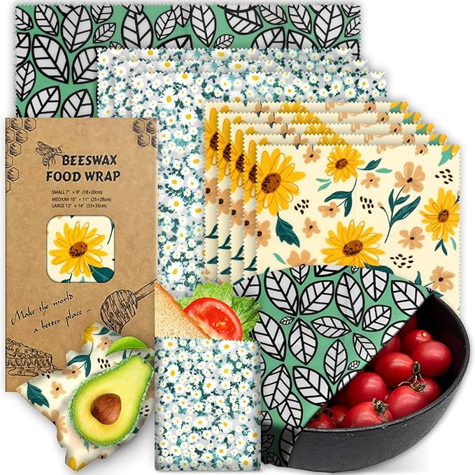 Beeswax Wrap, 9 Pack Beeswax Wraps for Food Storage, Organic, Sustainable, Beeswax Food Wraps, Ze... | Amazon (US)