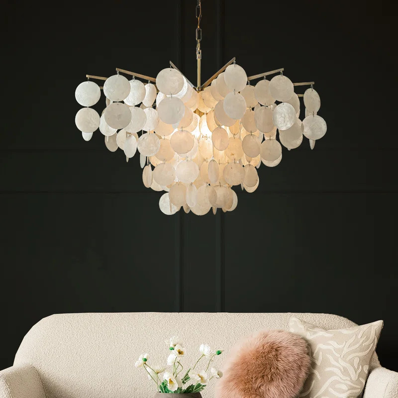 Camisa 4-Light Glam Coastal Capiz Tierd Chandelier With Seashell Accents | Wayfair North America