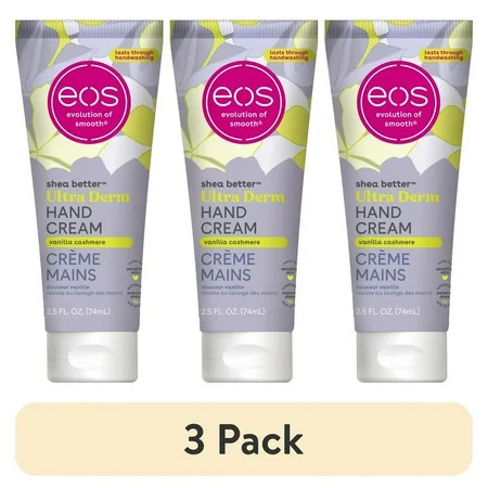 (3 pack) eos Shea Better Ultra Derm Hand Cream, Vanilla Cashmere, Instant Hydration & Protection, 2.5 fl oz | Walmart (US)