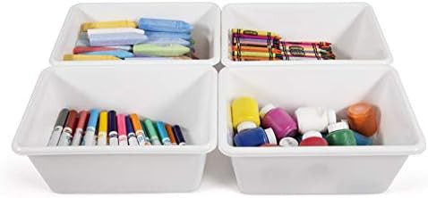 Humble Crew, White Small Plastic Storage Bins, Set of 4 | Amazon (US)