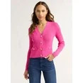 Sofia Jeans Women's Ribbed Button Cardigan, Lightweight, Size XS-XXXL - Walmart.com | Walmart (US)