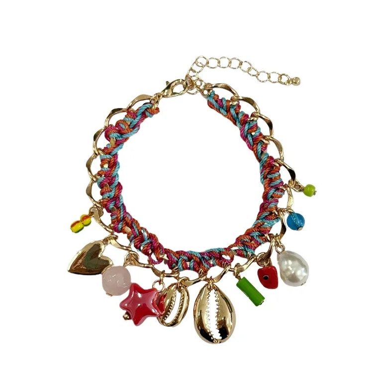 No Boundaries Multicolor Thread Chunky Shell Charm Bracelet for Female Adults and Teens | Walmart (US)