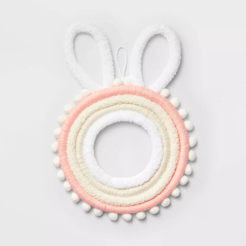 12" Easter Coiled Yarn Bunny Wreath - Spritz™ | Target