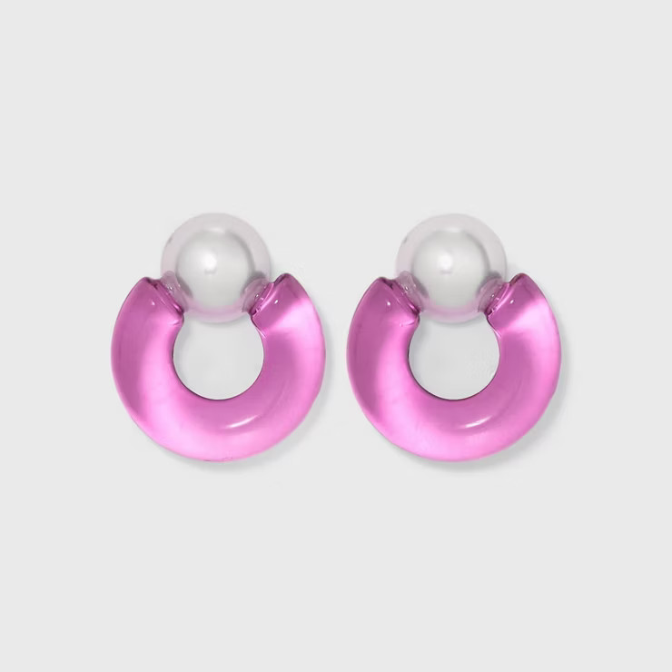 Pearl Post Hoop Earrings - A New Day™ | Target