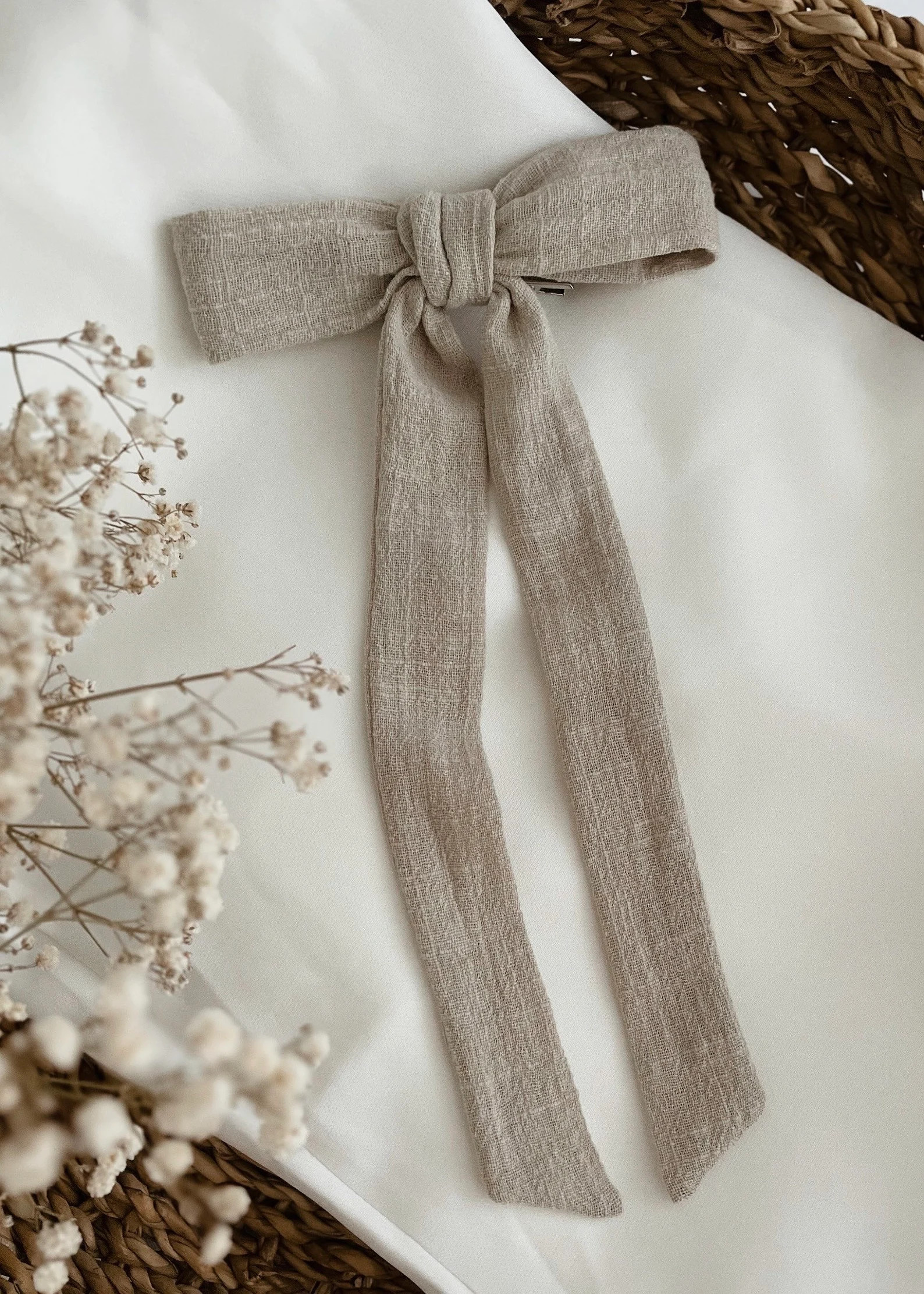 Hair Bow in Linen Look - Etsy | Etsy (US)