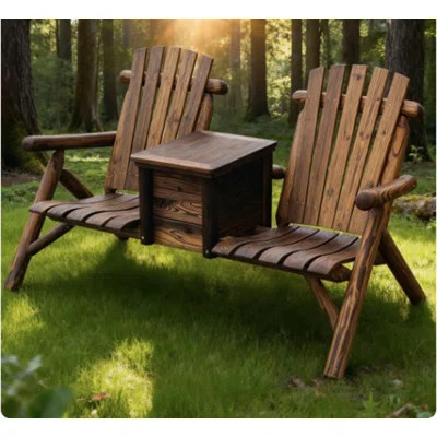 Adirondack Loveseat, Adirondack Chair With Ice Bucket, Outdoor Loveseat With High Backrest, Patio Chair | Wayfair North America
