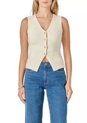 ENGLISH FACTORY Women's GOLD BUTTON KNIT VEST | Belk