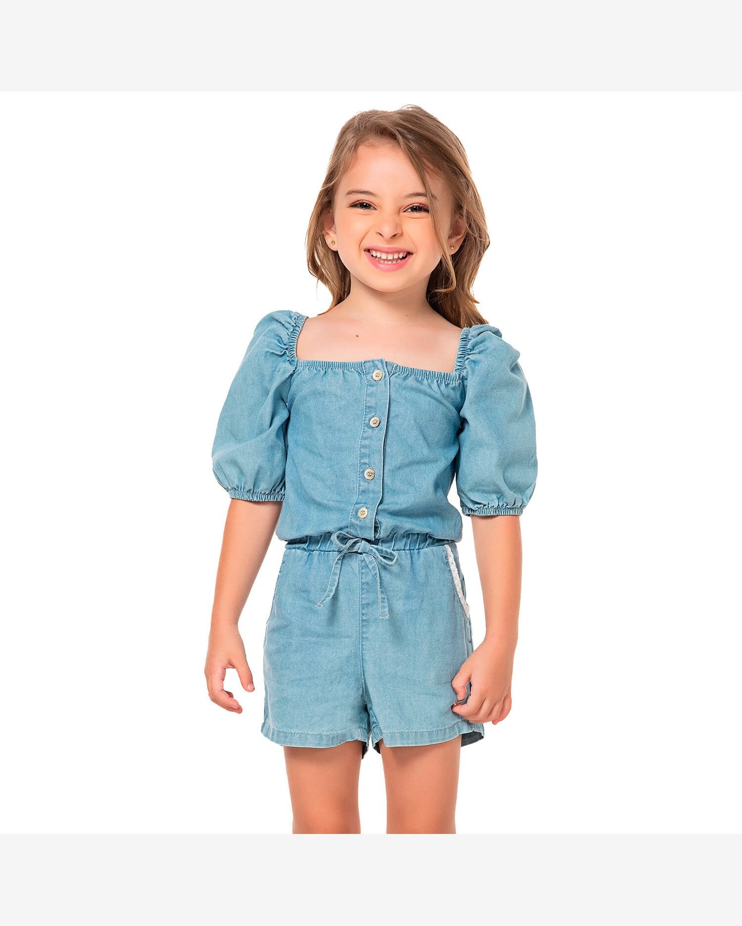 Macaquinho Jeans Infantil Menina Mania Kids | Riachuelo (BR)