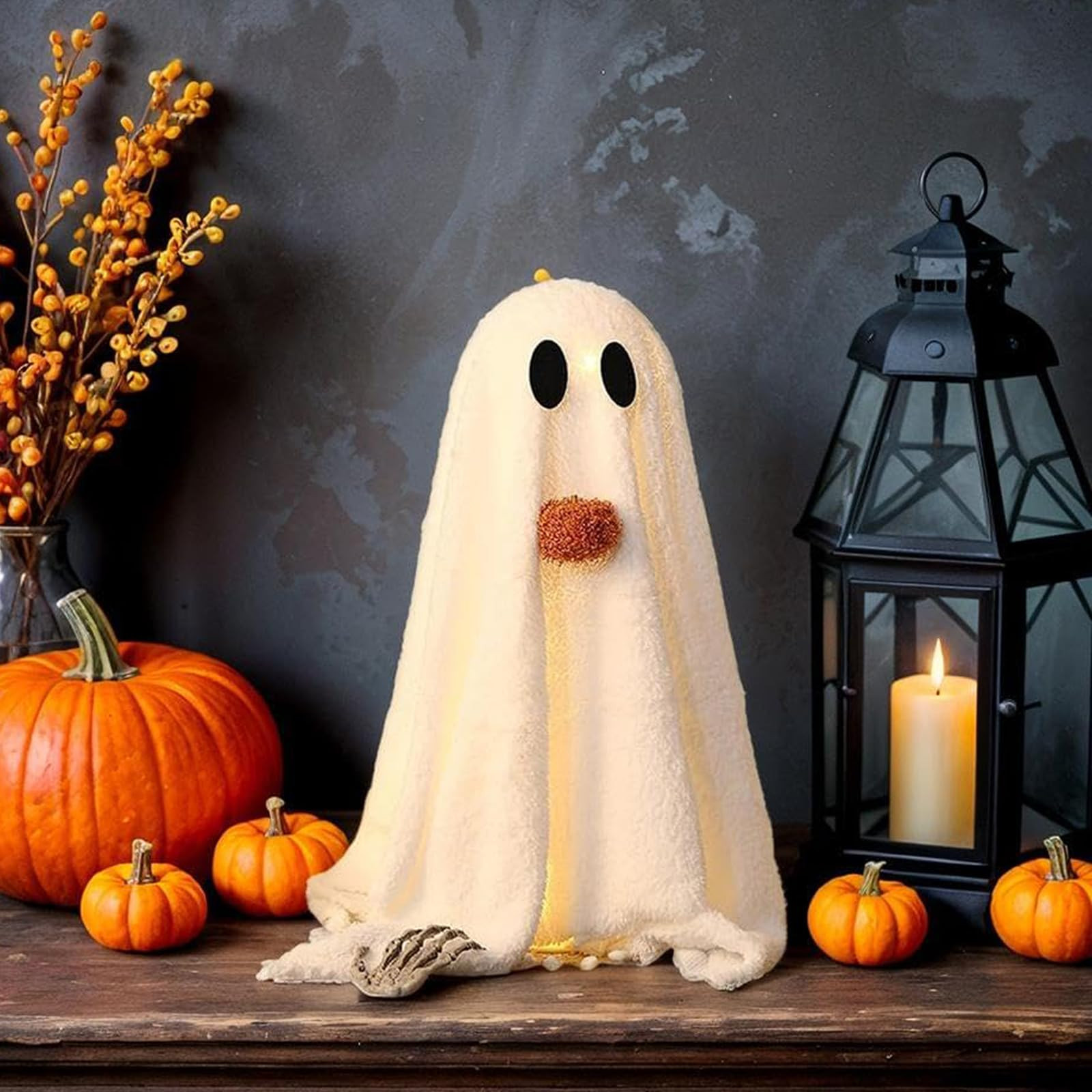 Light-Up Sherpa Ghosts with Pumpkin Halloween Decor, DIY Light Up Ghost Kit,DIY Sherpa Ghost Kit,... | Amazon (US)