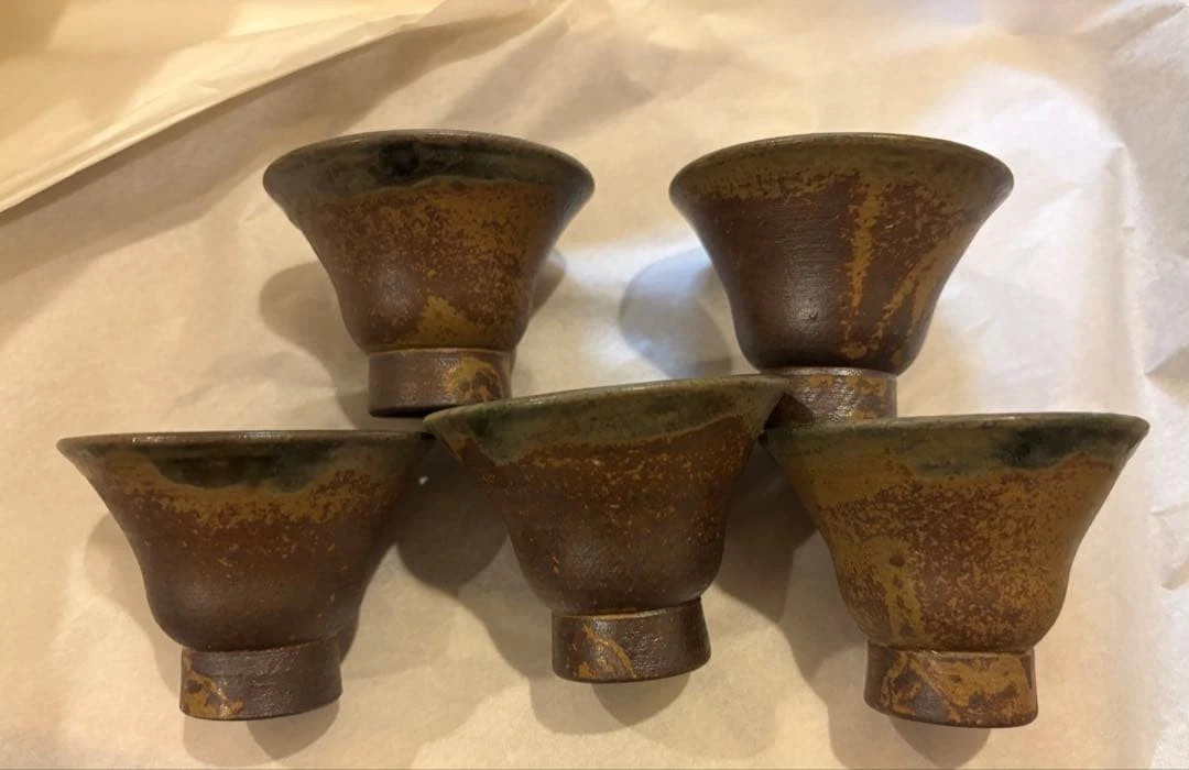 Bizen Style Sake Cups Set of 5, Ceramic, Rustic, | eBay US