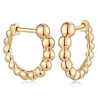Amazon.com: MYEARS Women Gold Beaded Hoop Earrings Huggie Ball 14K Gold Filled Small Boho Simple Del | Amazon (US)