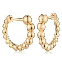 Amazon.com: MYEARS Women Gold Beaded Hoop Earrings Huggie Ball 14K Gold Filled Small Boho Simple Del | Amazon (US)