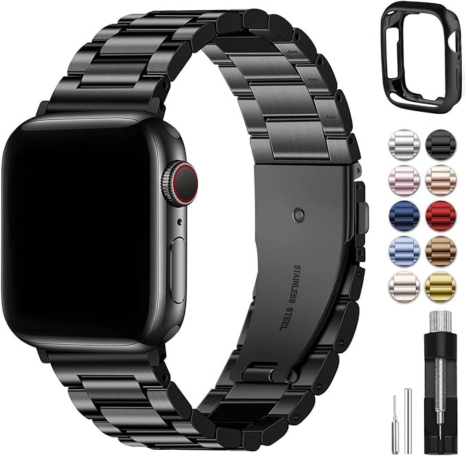 Fullmosa Band Compatible with Apple Watch 44mm 45mm 42mm, Stainless Steel iWatch Band for Apple W... | Amazon (US)