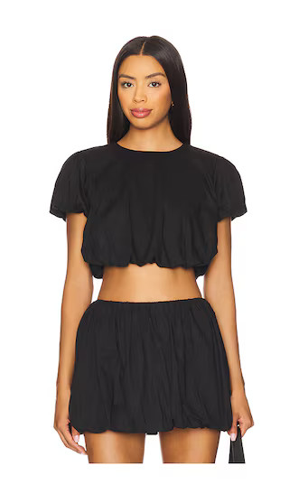 Highland Crop Top in Black Poplin | Revolve Clothing (Global)