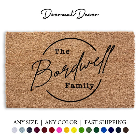 Personalized Name Doormat, Flocked Coir Door Mat, Welcome Mat, Engagement Wedding Gift, Realtor C... | Etsy (US)