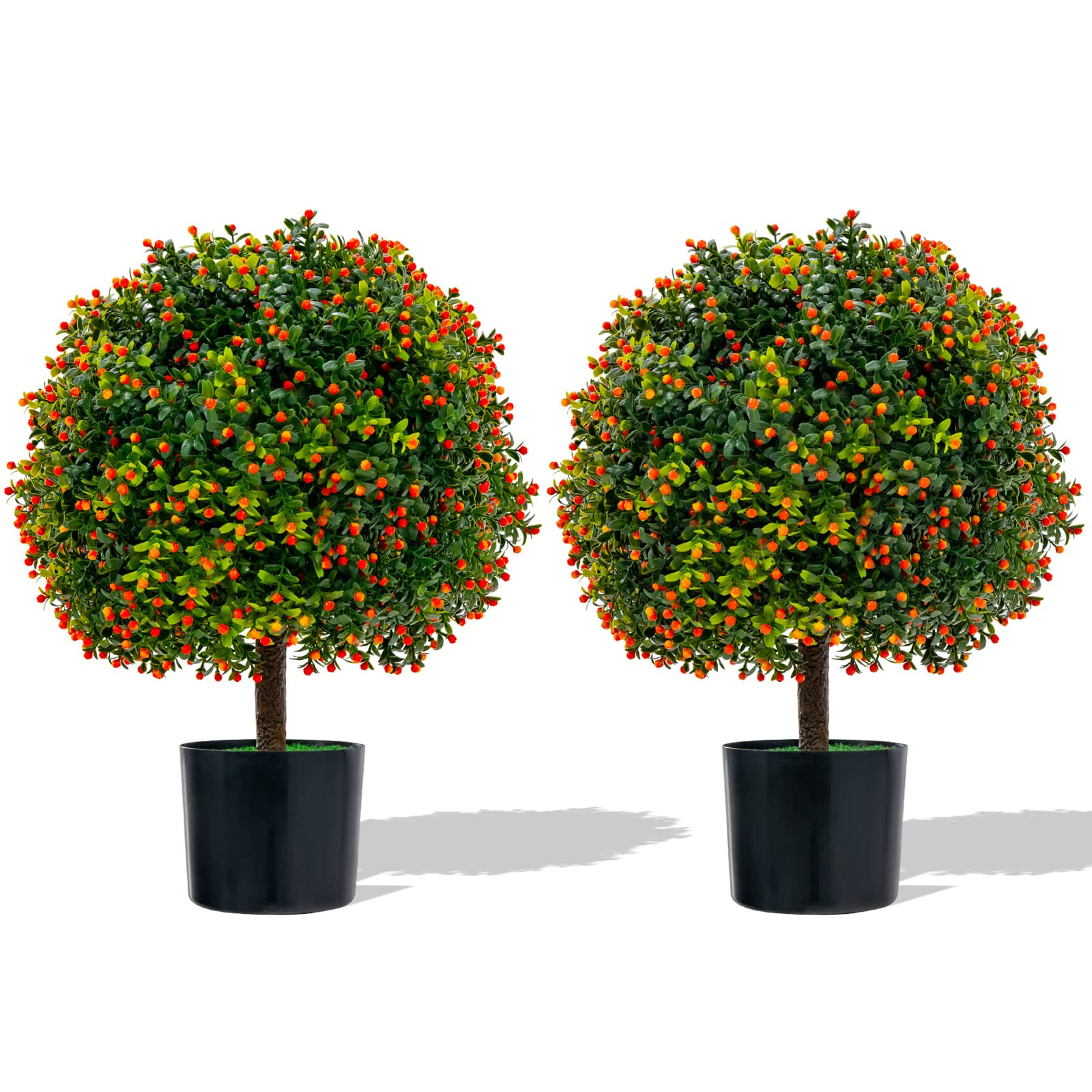 Goplus 22'' Artificial Boxwood Topiary Ball Tree, Set of 2 UV Resistant Faux Potted Plants Artifi... | Amazon (US)