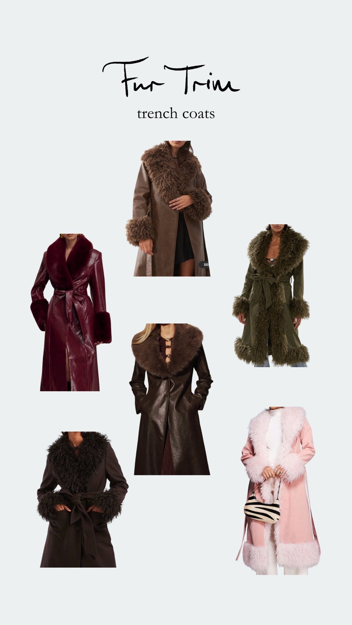 Since yall sold out the old navy one — other similar fur trim trenches I found! Kept it under $300 bc Idk about you but I will not be coughing up that much cash 