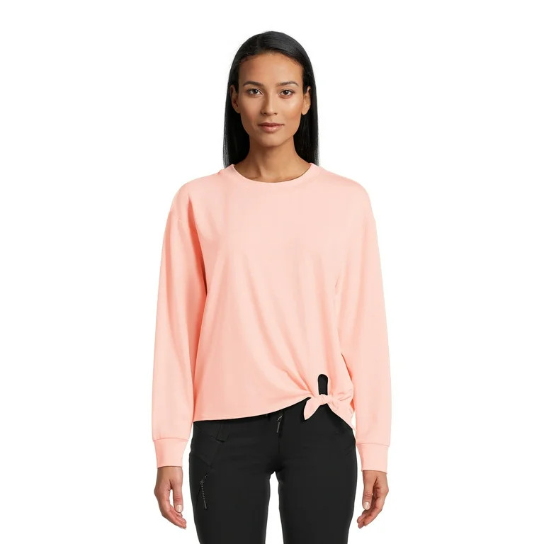 Avia Women's Side Tie French Terry Cloth Top with Long Sleeves, Sizes XS – XXXL | Walmart (US)