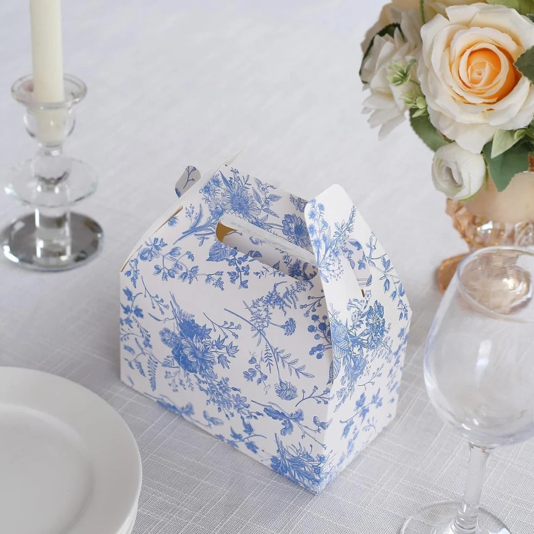 Blue Floral Favor Treat Box for Garden Tea Party Wedding Bridal Shower Baby Shower Love Shack Fan... | Etsy (US)
