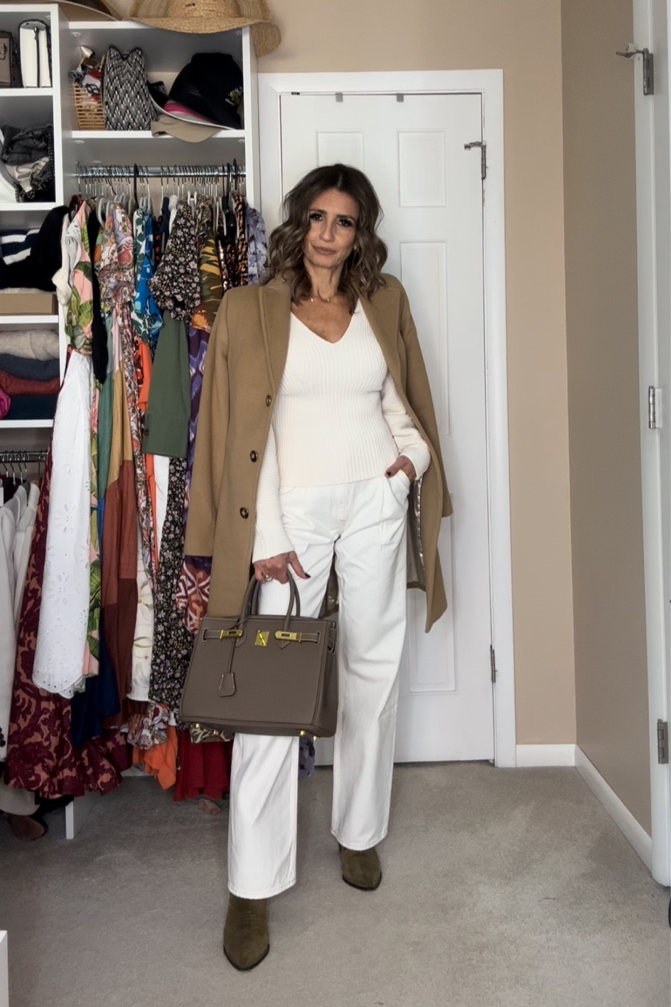 These winter white denim pleated pants are great for Fall/winter they fit true to size 

Same for sweater and coat

#LTKstyletip #LTKfindsunder100 #LTKover40