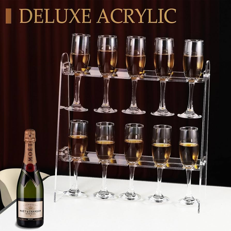 2 Tier Acrylic Champagne Glass Holder Champagne Wall Stand Champagne Flute Glass Holder Stand, Ta... | Amazon (US)