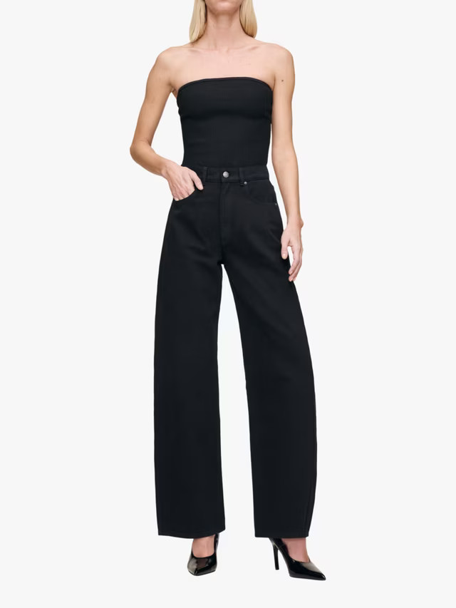 DL1961 Taylor High Rise Relaxed Barrel Leg Jeans, Black | John Lewis (UK)