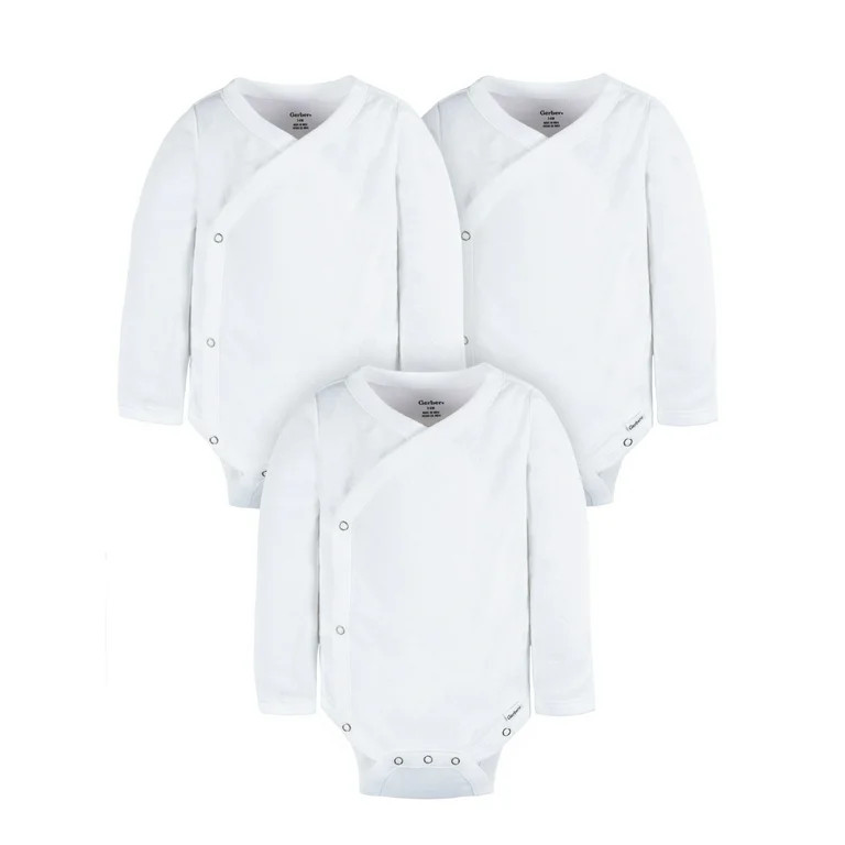 Gerber Baby Unisex Leisure White Sidesnap Cotton Bodysuit, 3-Pack, Sizes 0/3 Months-3/6 Months | Walmart (US)