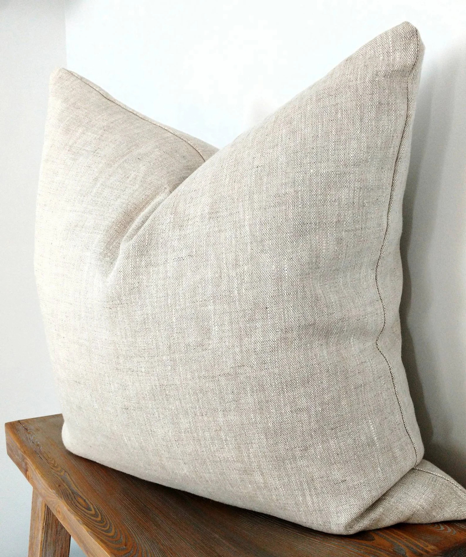 Modern Farmhouse oatmeal linen pillow cover | Etsy | Etsy (US)