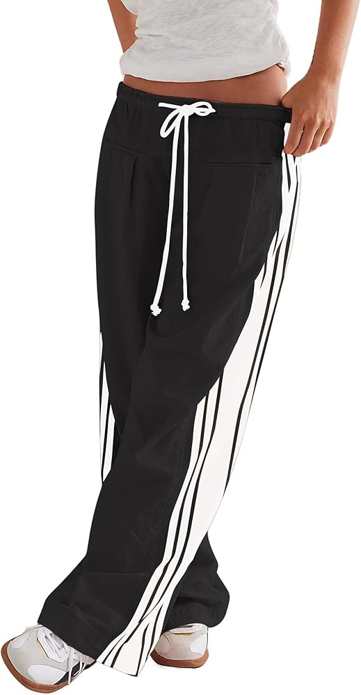 Womens Hudson Canyon Pants Side Striped Sweatpants Drawstring Waist High Rise Pant Trousers with ... | Amazon (US)