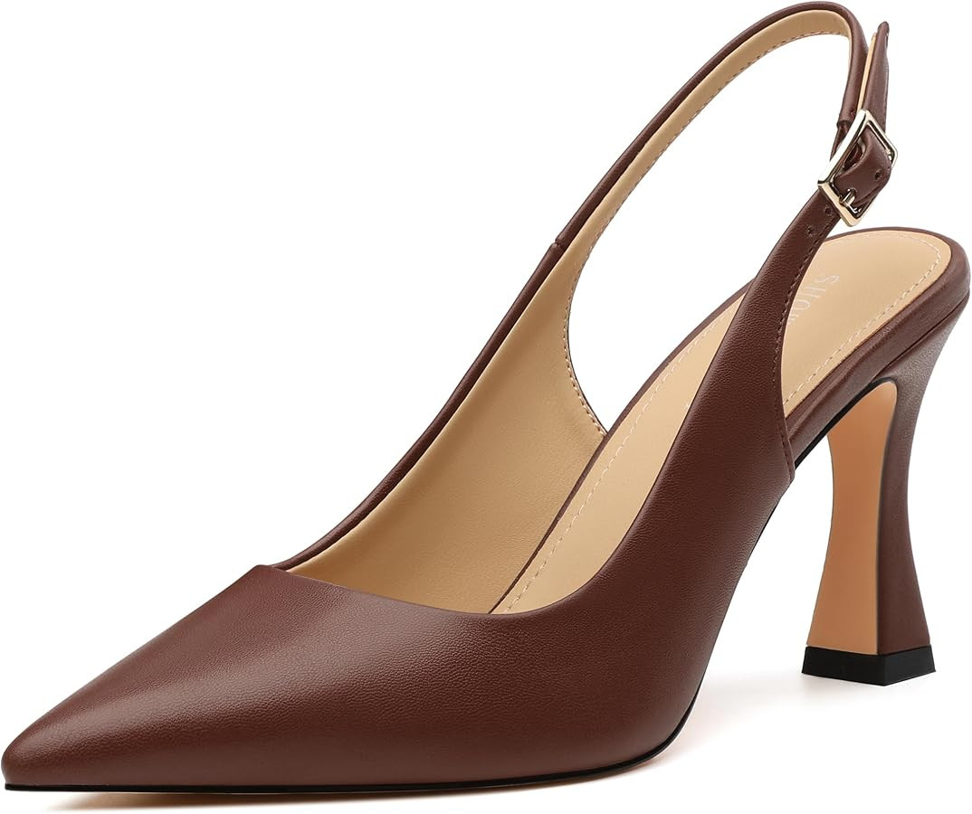 SHOWFOREST Slingback Heels for Women Pointed Closed Toe High Heels Sexy Stiletto Pumps Formal Wed... | Amazon (US)