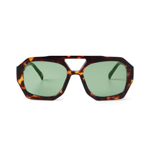 DQbhzh Trendy Designer Square Oversized Aviator Sunglasses for Women Men St. Patrick’s Day Sunglasses Green Accessories Costume Party Favors Sun Glasses Big Frame Tortoiseshell Green Tinted Aviators | Amazon (US)