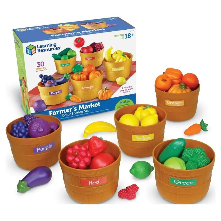 Learning Resources Farmer’s Market Color Sorting Set, Toddler Sorting Toys, Toddler Play Food, ... | Walmart (US)