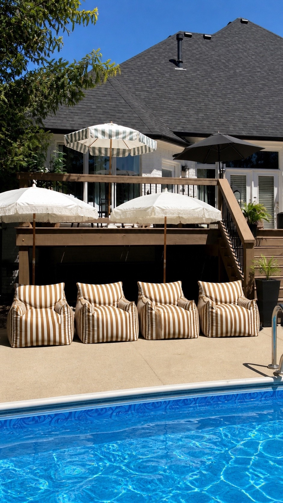 Striped bean bag chairs for outside 🤍✨

#LTKSeasonal #LTKHome #LTKSwim