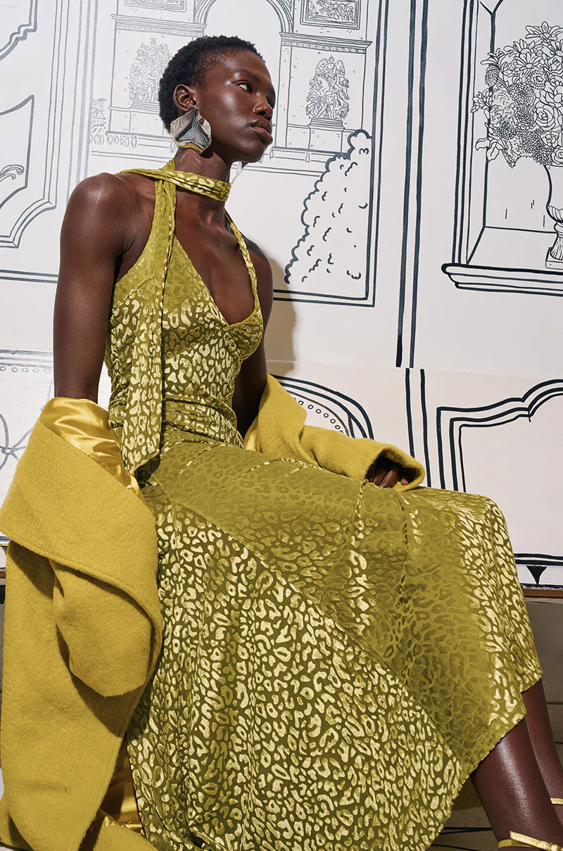 ON HOLIDAY LEOPARD PRINT VELVET MAXI DRESS WITH SCARF | AKIRA