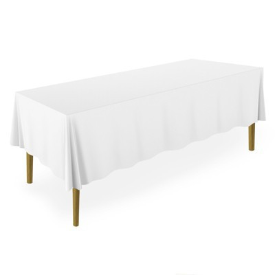Lann's Linens Polyester Fabric Tablecloth for Wedding, Banquet, Restaurant - 60 x 126 Inch Rectangular - White | Target