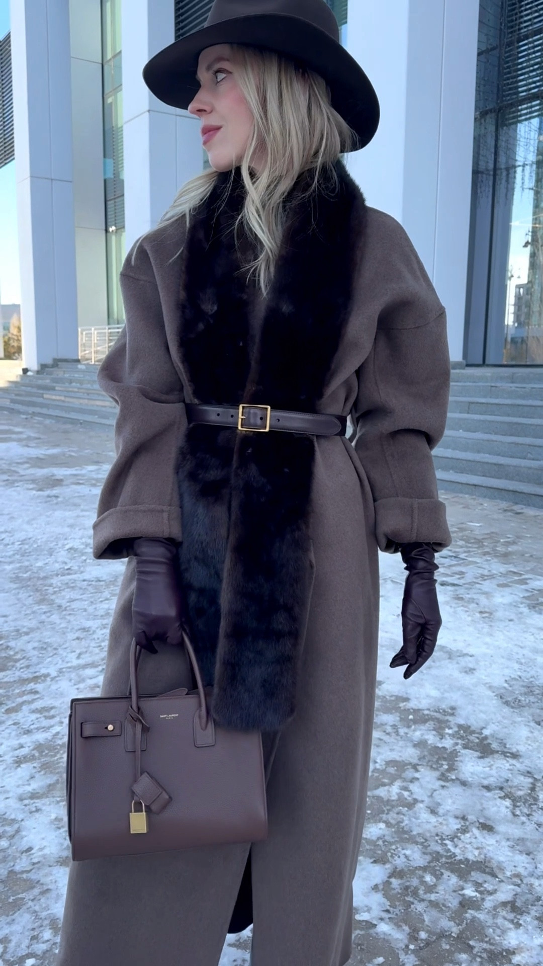 Brown wool coat, vintage fur scarf, chocolate brown leather belt, @Janessa Leone brown wool hat, lug sole boots, monochrome brown outfitts

#LTKOver40 #LTKSaleAlert #LTKSeasonal