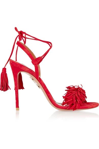 Aquazzura - Wild Thing Fringed Suede Sandals - Red | NET-A-PORTER (US)