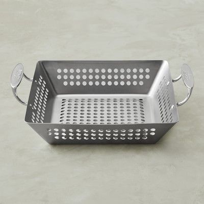 All-Clad Stainless-Steel Outdoor Square Grilling Basket | Williams-Sonoma
