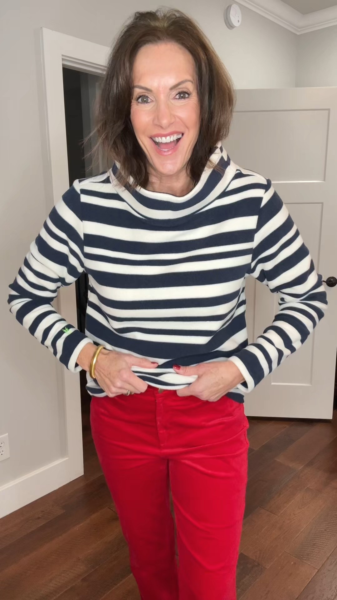 Cozy top made from recycled fleece- L
Velveteen pants - size 8
Jeans - size 10 tall 
Blue embellished vest - size L
Olive puffer vest - size M

Cold weather style, holiday style 

#LTKHoliday #LTKTall #LTKdayinmylife