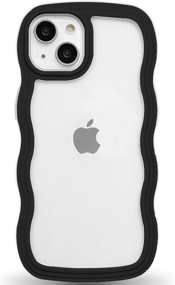 Anuck for iPhone 14 Case Wavy Edge Clear Back Design, Anti-Slip Grip Cute Wave Curly Frame Shape ... | Amazon (US)