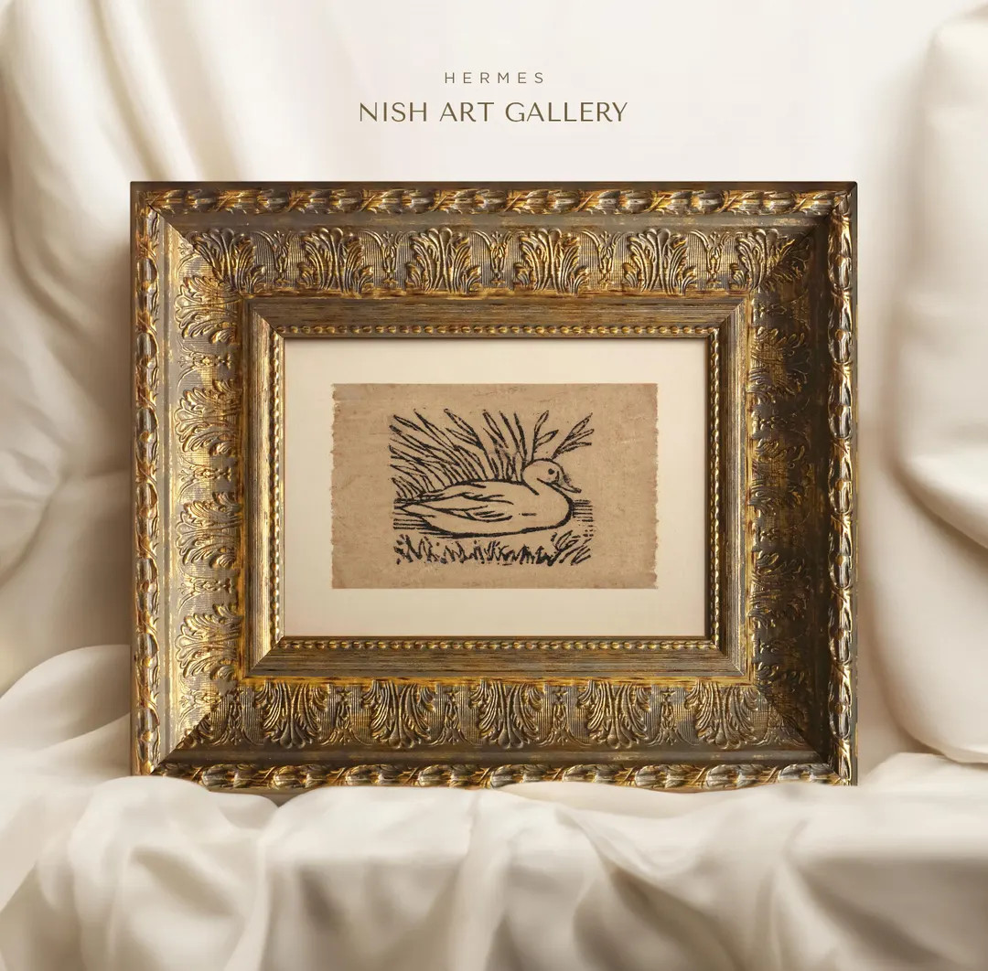 Framed Swan Sketch Print: Vintage Rustic Wall Art - Etsy | Etsy (US)