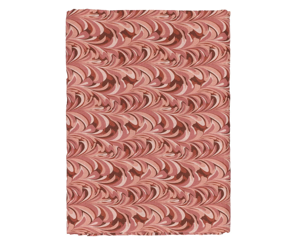 Marble Linen Tablecloth in Pink | Over The Moon