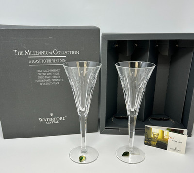 VTG WATERFORD Crystal 2000 MILLENNIUM Series LOVE Toasting Flutes New Never Used | eBay US