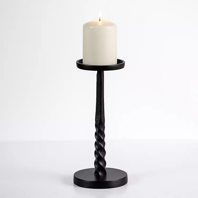 New! Black Twisted Metal Pillar Candle Holder, 10 in. | Kirkland's Home
