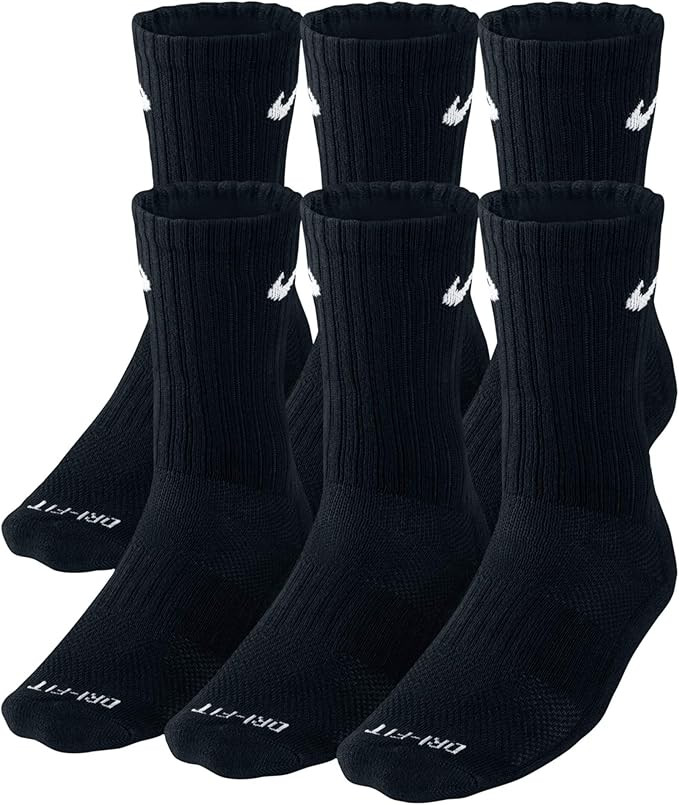 Nike 6 Pack Sports Dri-Fit Moisture Wicking Athletic Crew Socks Red Yellow Blue Green Purple Oran... | Amazon (US)