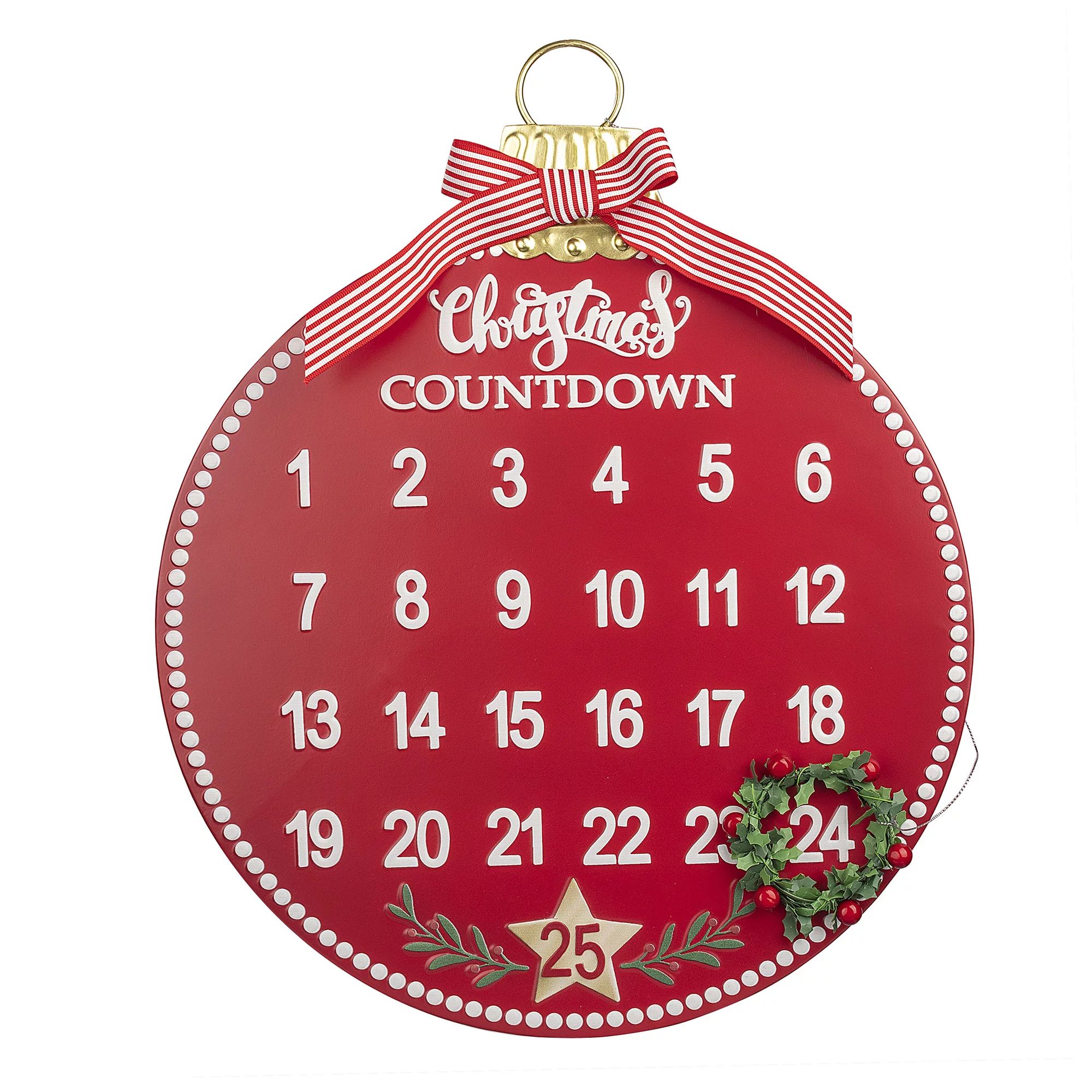 Holiday Time Red Metal Christmas Countdown Wall Decoration, 18" | Walmart (US)