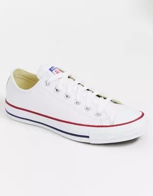 Converse Chuck Taylor All Star Ox white leather trainers | ASOS | ASOS (Global)